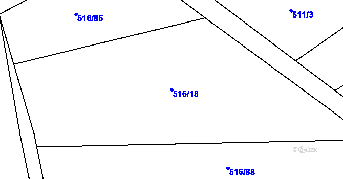 Parcela st. 516/18 v KÚ Tůně u Nechanic, Katastrální mapa