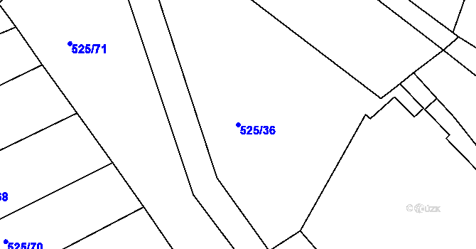Parcela st. 525/36 v KÚ Tůně u Nechanic, Katastrální mapa