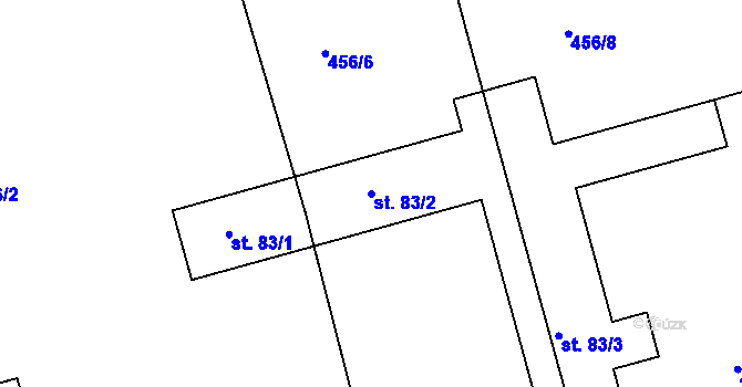 Parcela st. 83/2 v KÚ Tůně u Nechanic, Katastrální mapa
