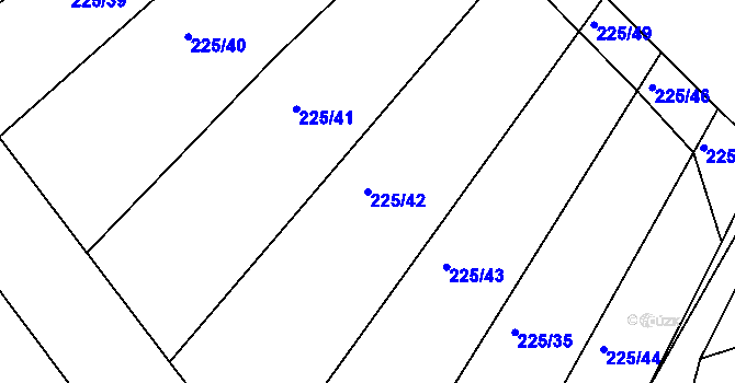 Parcela st. 225/42 v KÚ Tůně u Nechanic, Katastrální mapa