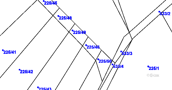 Parcela st. 225/46 v KÚ Tůně u Nechanic, Katastrální mapa