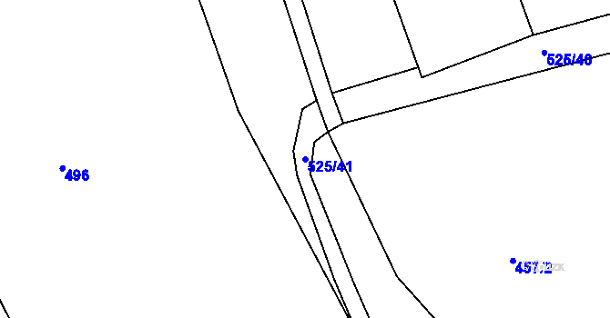 Parcela st. 525/41 v KÚ Tůně u Nechanic, Katastrální mapa