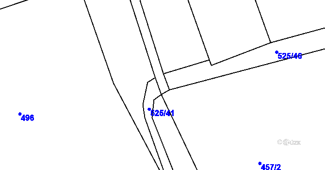 Parcela st. 525/42 v KÚ Tůně u Nechanic, Katastrální mapa