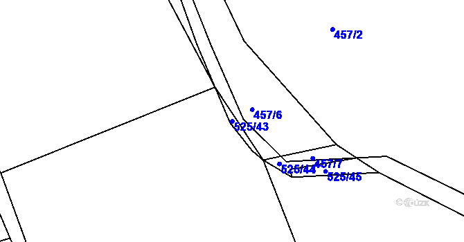 Parcela st. 525/43 v KÚ Tůně u Nechanic, Katastrální mapa