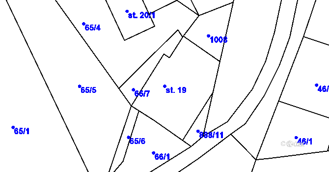 Parcela st. 19 v KÚ Tuněchody, Katastrální mapa