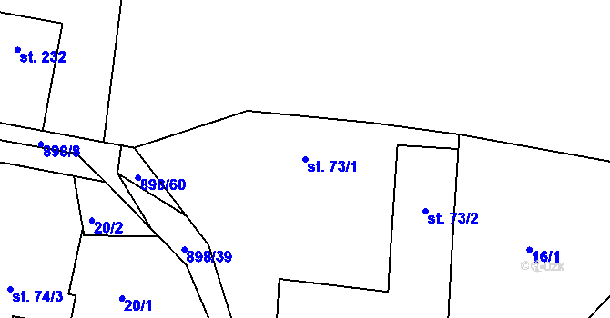 Parcela st. 73/1 v KÚ Tuněchody, Katastrální mapa