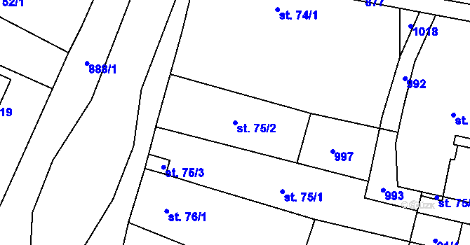 Parcela st. 75/2 v KÚ Tuněchody, Katastrální mapa