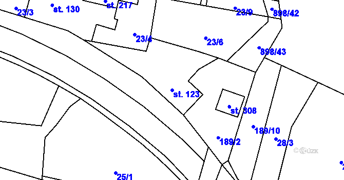 Parcela st. 123 v KÚ Tuněchody, Katastrální mapa
