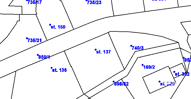 Parcela st. 137 v KÚ Tuněchody, Katastrální mapa
