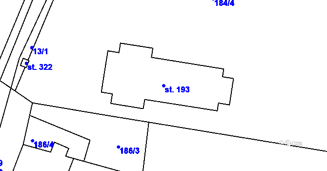 Parcela st. 193 v KÚ Tuněchody, Katastrální mapa