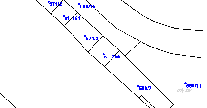 Parcela st. 255 v KÚ Tuněchody, Katastrální mapa