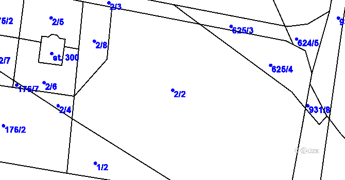Parcela st. 2/2 v KÚ Tuněchody, Katastrální mapa