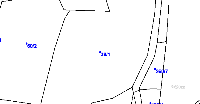 Parcela st. 38/1 v KÚ Tuněchody, Katastrální mapa
