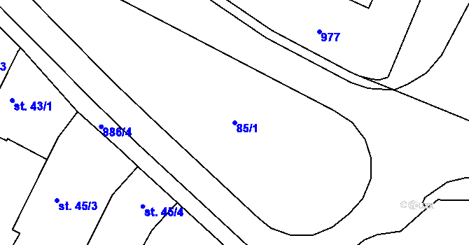 Parcela st. 85/1 v KÚ Tuněchody, Katastrální mapa