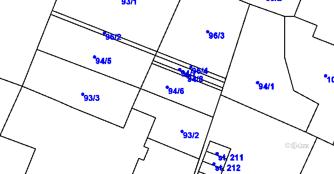 Parcela st. 94/6 v KÚ Tuněchody, Katastrální mapa
