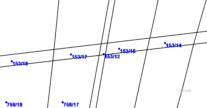Parcela st. 153/12 v KÚ Tuněchody, Katastrální mapa