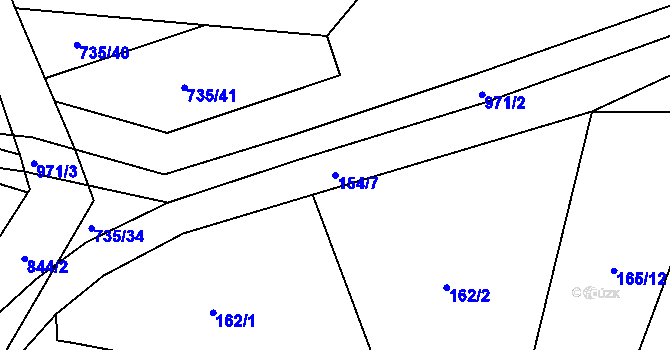 Parcela st. 154/7 v KÚ Tuněchody, Katastrální mapa