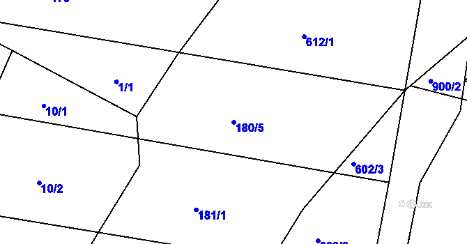 Parcela st. 180/5 v KÚ Tuněchody, Katastrální mapa
