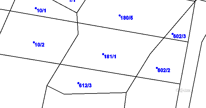 Parcela st. 181/1 v KÚ Tuněchody, Katastrální mapa