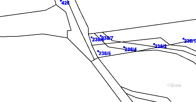 Parcela st. 238/5 v KÚ Tuněchody, Katastrální mapa