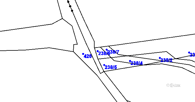Parcela st. 238/6 v KÚ Tuněchody, Katastrální mapa