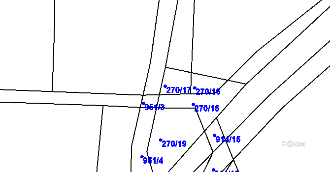 Parcela st. 270/17 v KÚ Tuněchody, Katastrální mapa