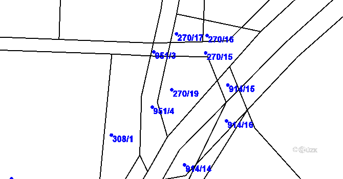 Parcela st. 270/19 v KÚ Tuněchody, Katastrální mapa