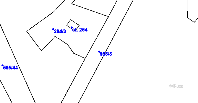 Parcela st. 565/3 v KÚ Tuněchody, Katastrální mapa