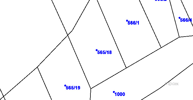 Parcela st. 565/18 v KÚ Tuněchody, Katastrální mapa