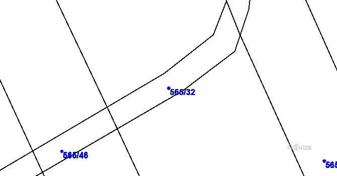 Parcela st. 565/32 v KÚ Tuněchody, Katastrální mapa
