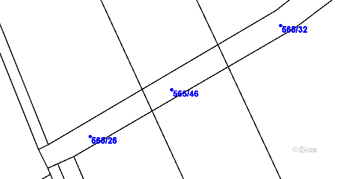 Parcela st. 565/46 v KÚ Tuněchody, Katastrální mapa