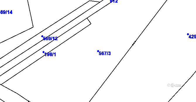 Parcela st. 567/3 v KÚ Tuněchody, Katastrální mapa