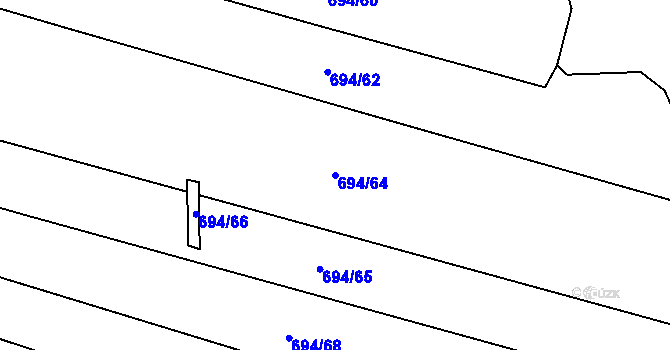 Parcela st. 694/64 v KÚ Tuněchody, Katastrální mapa