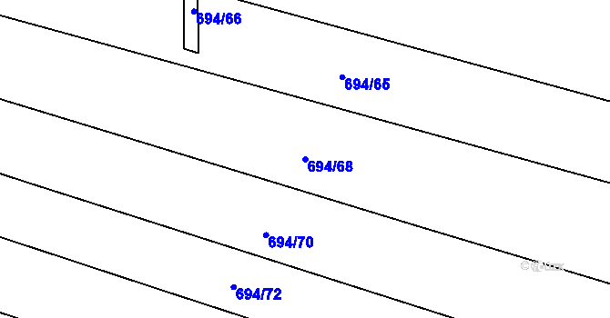 Parcela st. 694/68 v KÚ Tuněchody, Katastrální mapa