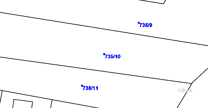 Parcela st. 735/10 v KÚ Tuněchody, Katastrální mapa