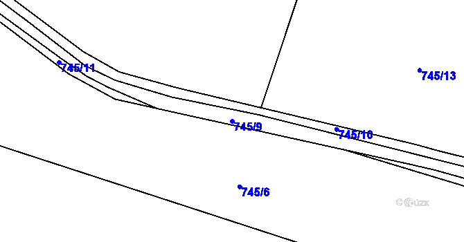 Parcela st. 745/9 v KÚ Tuněchody, Katastrální mapa