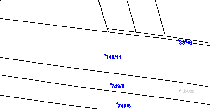 Parcela st. 749/11 v KÚ Tuněchody, Katastrální mapa