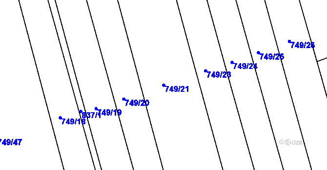 Parcela st. 749/21 v KÚ Tuněchody, Katastrální mapa
