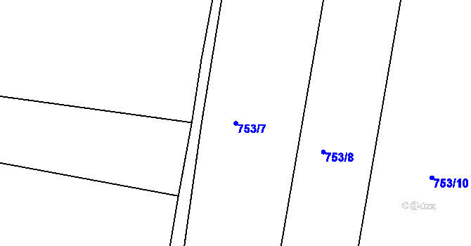 Parcela st. 753/7 v KÚ Tuněchody, Katastrální mapa