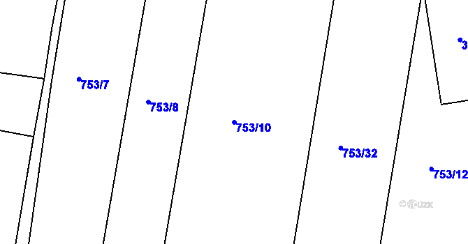 Parcela st. 753/10 v KÚ Tuněchody, Katastrální mapa