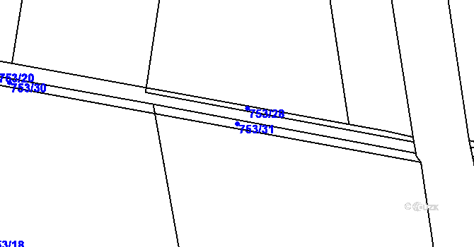 Parcela st. 753/31 v KÚ Tuněchody, Katastrální mapa