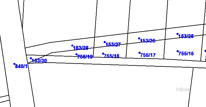 Parcela st. 755/18 v KÚ Tuněchody, Katastrální mapa