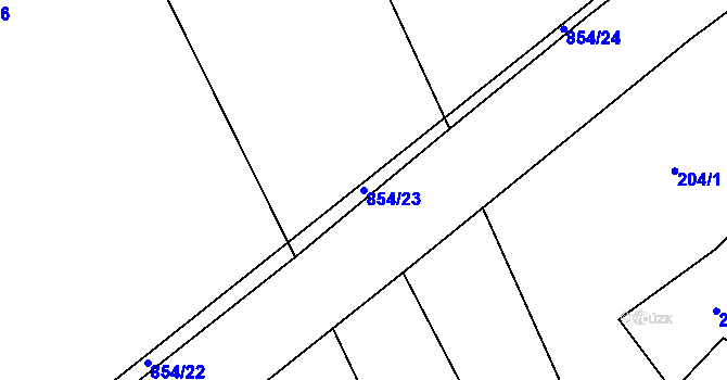 Parcela st. 854/23 v KÚ Tuněchody, Katastrální mapa
