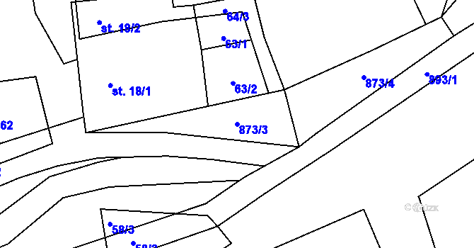 Parcela st. 873/3 v KÚ Tuněchody, Katastrální mapa