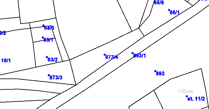 Parcela st. 873/4 v KÚ Tuněchody, Katastrální mapa