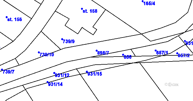 Parcela st. 898/7 v KÚ Tuněchody, Katastrální mapa
