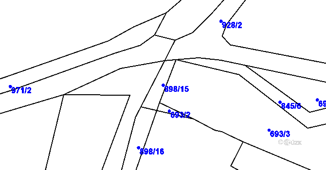 Parcela st. 898/15 v KÚ Tuněchody, Katastrální mapa