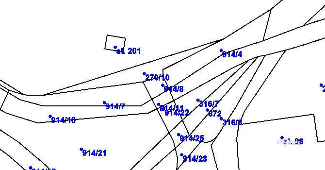 Parcela st. 914/8 v KÚ Tuněchody, Katastrální mapa