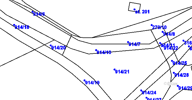Parcela st. 914/10 v KÚ Tuněchody, Katastrální mapa