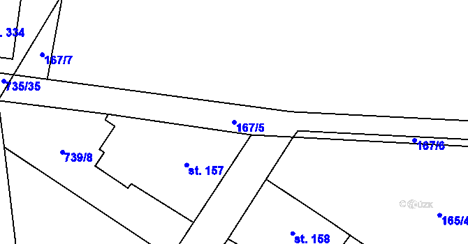 Parcela st. 167/5 v KÚ Tuněchody, Katastrální mapa